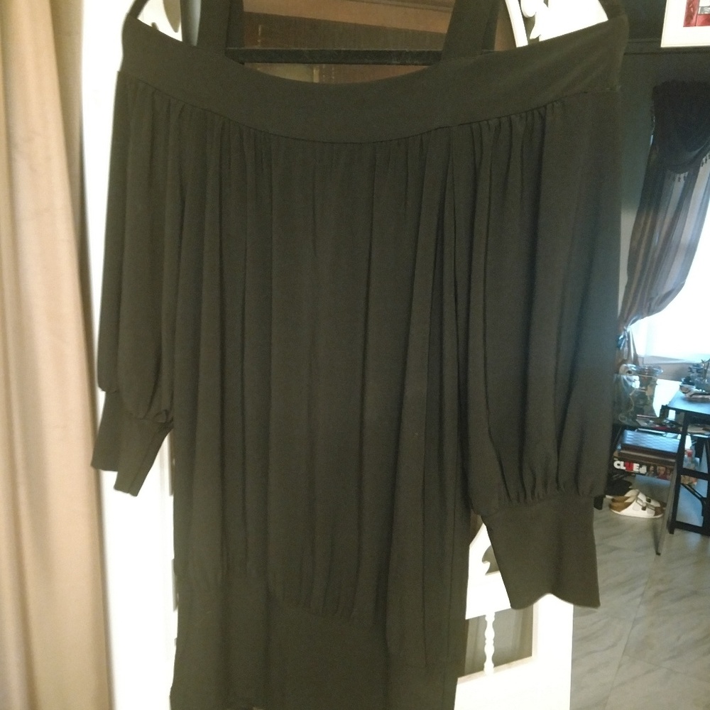 Clara Sun Woo Cold Shoulder Black Top XS